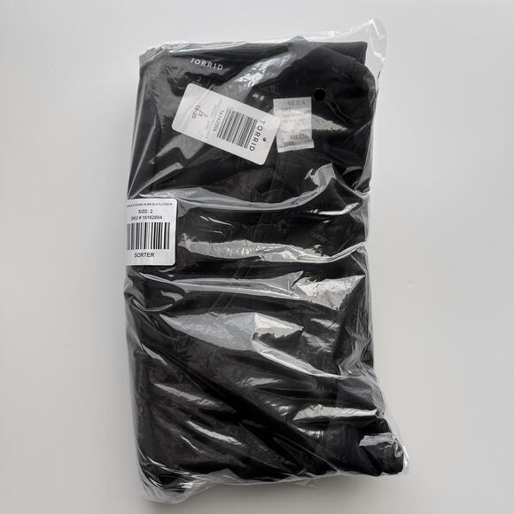 Torrid Fit & Flare Dress - Black Scuba Mini Zip Elbow Sleeve V Neck Plus 2X - Picture 7 of 12